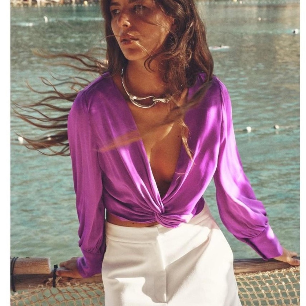 Zara Vivid Purple Twist Blouse